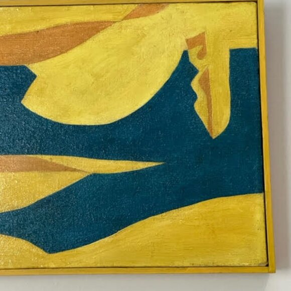 Vintage 70's Lovers "Key to My Heart" Abstract Painting - Picture 2 of 4